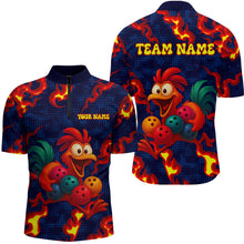 Load image into Gallery viewer, Custom Red Flame Funny Chicken for Men Bowling Team Jersey Bowling League Shirt Polo &amp; 1/4-Zip QZT762