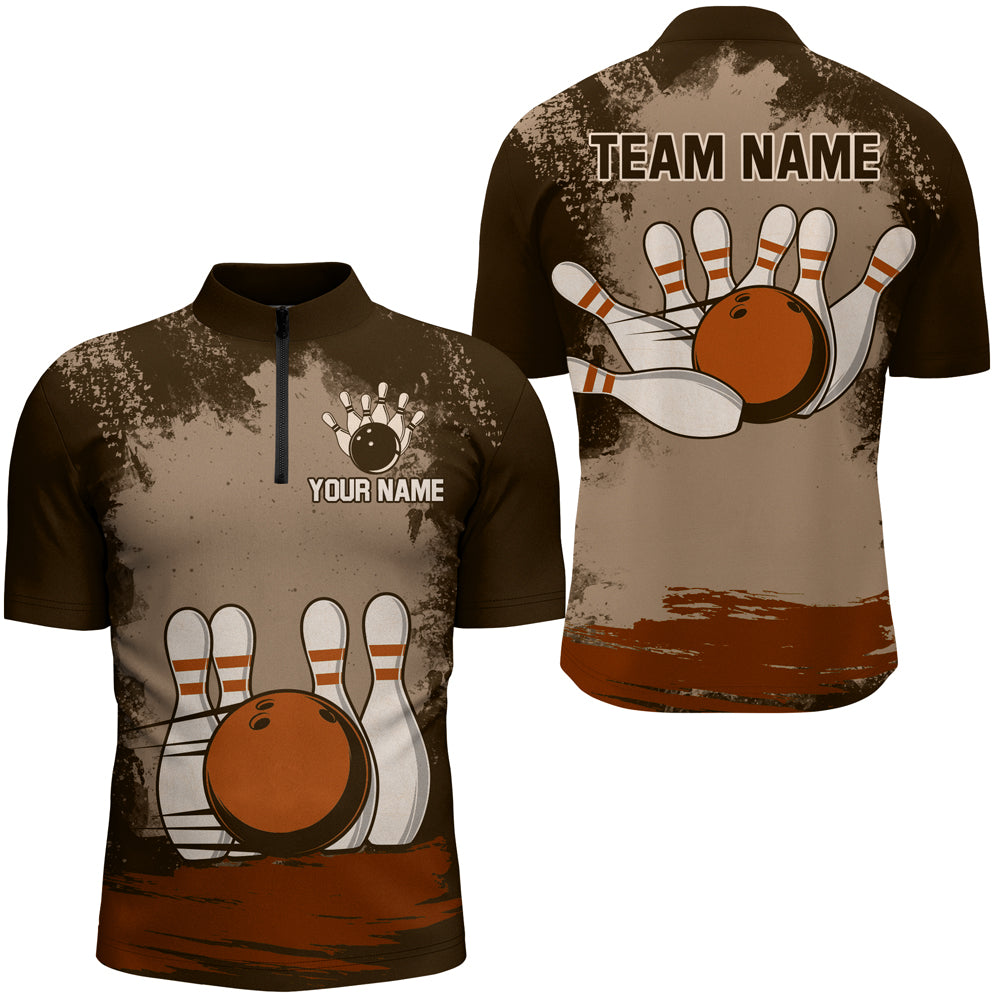 Personalized Bowling Team Shirts Multicolor Men's Bowling Shirt Quarter Zip Bowling QZT490
