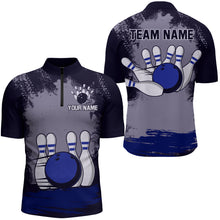Load image into Gallery viewer, Personalized Bowling Team Shirts Multicolor Men's Bowling Shirt Quarter Zip Bowling QZT490