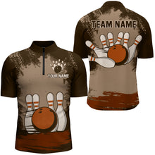 Load image into Gallery viewer, Personalized Bowling Team Shirts Multicolor Men's Bowling Shirt Quarter Zip Bowling QZT490
