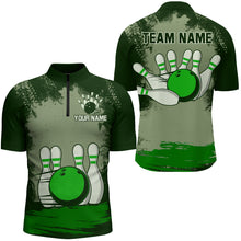 Load image into Gallery viewer, Personalized Bowling Team Shirts Multicolor Men's Bowling Shirt Quarter Zip Bowling QZT490