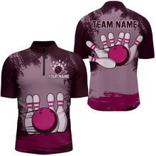 Load image into Gallery viewer, Personalized Bowling Team Shirts Multicolor Men's Bowling Shirt Quarter Zip Bowling QZT490