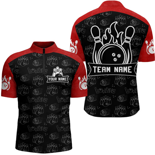 Camo Bowling Quarter-Zip Shirt Custom Bowling Jersey for Men Bowling Team League QZT230