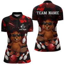 Load image into Gallery viewer, Custom Red Funny Beaver Bowling Team Shirt Women Bowling League Jersey Polo Bowling Outfit QZT764