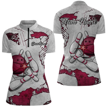 Load image into Gallery viewer, Personalized Unisex Bowling Jersey Quarter Zip Bowling Team Shirt for Women Bowler Gift QZT498