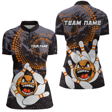 Load image into Gallery viewer, Orange Camo Bowling Shirt Funny Bowling Team Jersey for Women Quarter-Zip Bowling Shirt QZT255