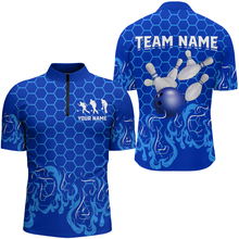 Load image into Gallery viewer, Personalized 1/4 Zip Bowling Shirt for Men Multicolor Bowling Team League QZT406