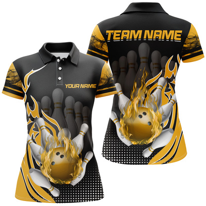 Personalized Flame Bowling Shirts Women Bowling Team League Polo Bowling QZT410