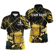 Load image into Gallery viewer, Custom Yellow Funny Beer Bowling Shirt Team Bowling League Jersey for Men Bowling Outfit QZT767