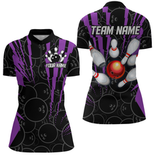 Load image into Gallery viewer, Custom Bowling Shirts Camo Bowling Jersey 1/4 Zip Shirt for Women QZT415