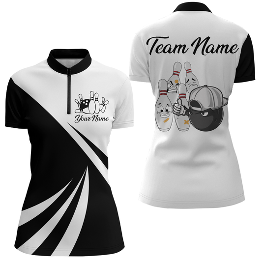 Bowling Shirts Camo US Flag Bowling 1/4 Zip Bowling Team League for Women QZT416