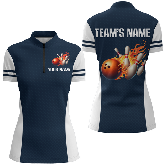 Personalized Bowling Shirt for Women Custom Bowling Jersey Bowling Team League Quarter-Zip Shirt QZT213