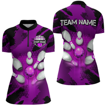 Load image into Gallery viewer, Camo 3D Bowling Shirts Women Custom Bowling Team Jersey Quarter Zip Multicolor QZT468