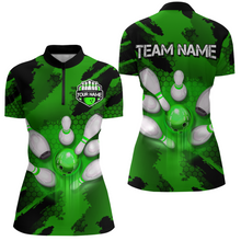 Load image into Gallery viewer, Camo 3D Bowling Shirts Women Custom Bowling Team Jersey Quarter Zip Multicolor QZT468