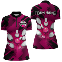Load image into Gallery viewer, Camo 3D Bowling Shirts Women Custom Bowling Team Jersey Quarter Zip Multicolor QZT468