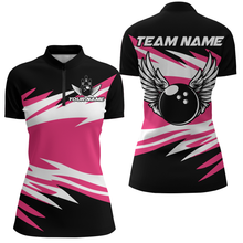 Load image into Gallery viewer, Angel Wings Quarter Zip Bowling Shirts for Women Bowling Team Jersey Multicolor QZT470