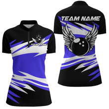 Load image into Gallery viewer, Angel Wings Quarter Zip Bowling Shirts for Women Bowling Team Jersey Multicolor QZT470