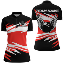 Load image into Gallery viewer, Angel Wings Quarter Zip Bowling Shirts for Women Bowling Team Jersey Multicolor QZT470