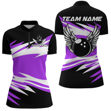 Load image into Gallery viewer, Angel Wings Quarter Zip Bowling Shirts for Women Bowling Team Jersey Multicolor QZT470