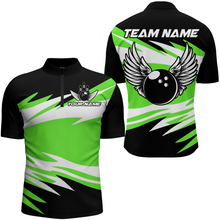 Load image into Gallery viewer, Camo Angel Wings Quarter Zip Bowling Shirts for Men Bowling Team Jersey Multicolor QZT470