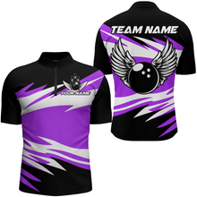 Load image into Gallery viewer, Camo Angel Wings Quarter Zip Bowling Shirts for Men Bowling Team Jersey Multicolor QZT470