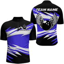 Load image into Gallery viewer, Camo Angel Wings Quarter Zip Bowling Shirts for Men Bowling Team Jersey Multicolor QZT470