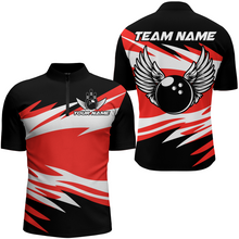 Load image into Gallery viewer, Camo Angel Wings Quarter Zip Bowling Shirts for Men Bowling Team Jersey Multicolor QZT470
