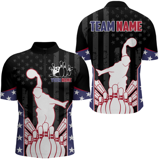 Personalized Bowling Shirts for Men Bowling Team League 1/4 Zip Bowling Shirts QZT439