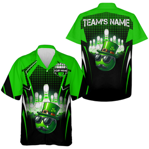 Lucky Bowling Shirt for Men & Women Custom Green Hawaii Team Shirt St. Patrick Day Bowling Shirt QZT223