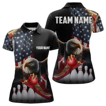 Custom Eagle Bowling Team Jersey American Bowling Polo Shirt for Men Women QZT636