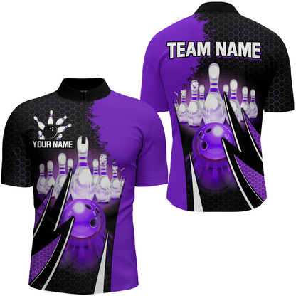 Personalized Bowling Shirts for Men 1/4 Zip Bowling Team Jersey QZT440