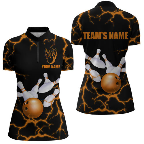 Personalized 3D Women's Bowling Team Jersey Bowling Shirt American Bowling Quarter-Zip Shirt QZT33
