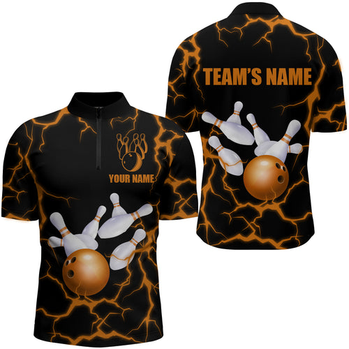 Personalized 3D Men's Bowling Team Jersey Bowling Shirt American Bowling Quarter-Zip Shirt QZT33
