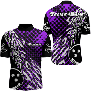 Personalized 3D Men's Bowling Team Jersey Bowling Shirt American Bowling Quarter-Zip Shirt QZT43-8