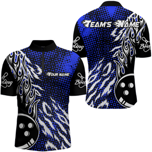 Personalized 3D Men's Bowling Team Jersey Bowling Shirt American Bowling Quarter-Zip Shirt QZT43-8