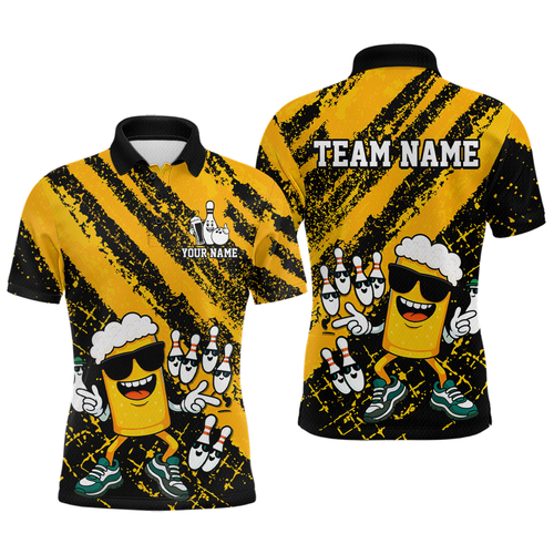 Custom Funny Beer Bowling Shirt Team Bowling League Jersey for Men Polo & 1/4-Zip QZT759