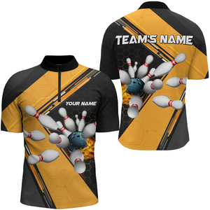 Personalized 3D Men's Bowling Team Jersey Bowling Shirt American Bowling Quarter-Zip Shirt QZT43-4