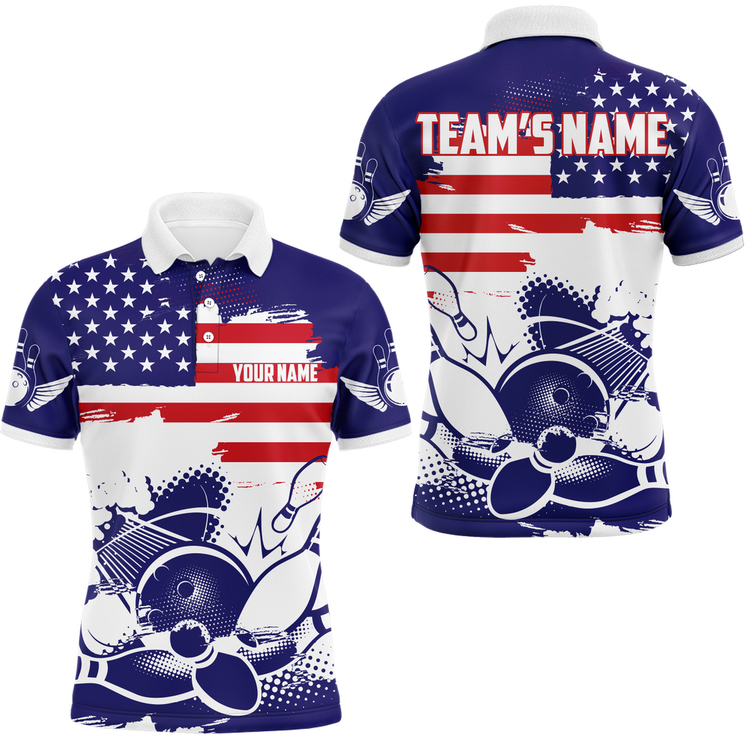 Personalized 3D Men's Bowling Team Jersey Bowling Shirt American Bowling Polo Shirt QZT43-10