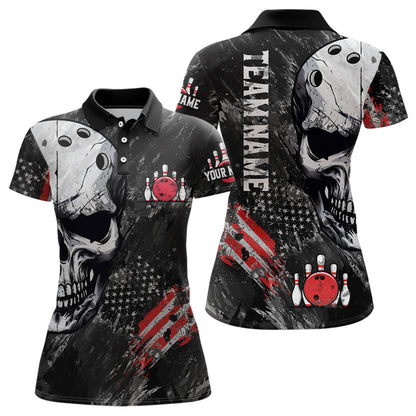 Custom Bowling Shirt for Women Skull Bowling Jersey Bowling Team League Polo Shirt QZT47-3