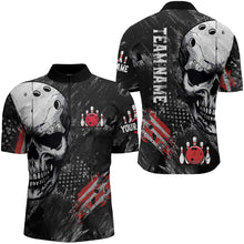 Load image into Gallery viewer, Custom Bowling Shirt for Men Skull Bowling Jersey Bowling Team League Quarter-Zip Shirt QZT47-3