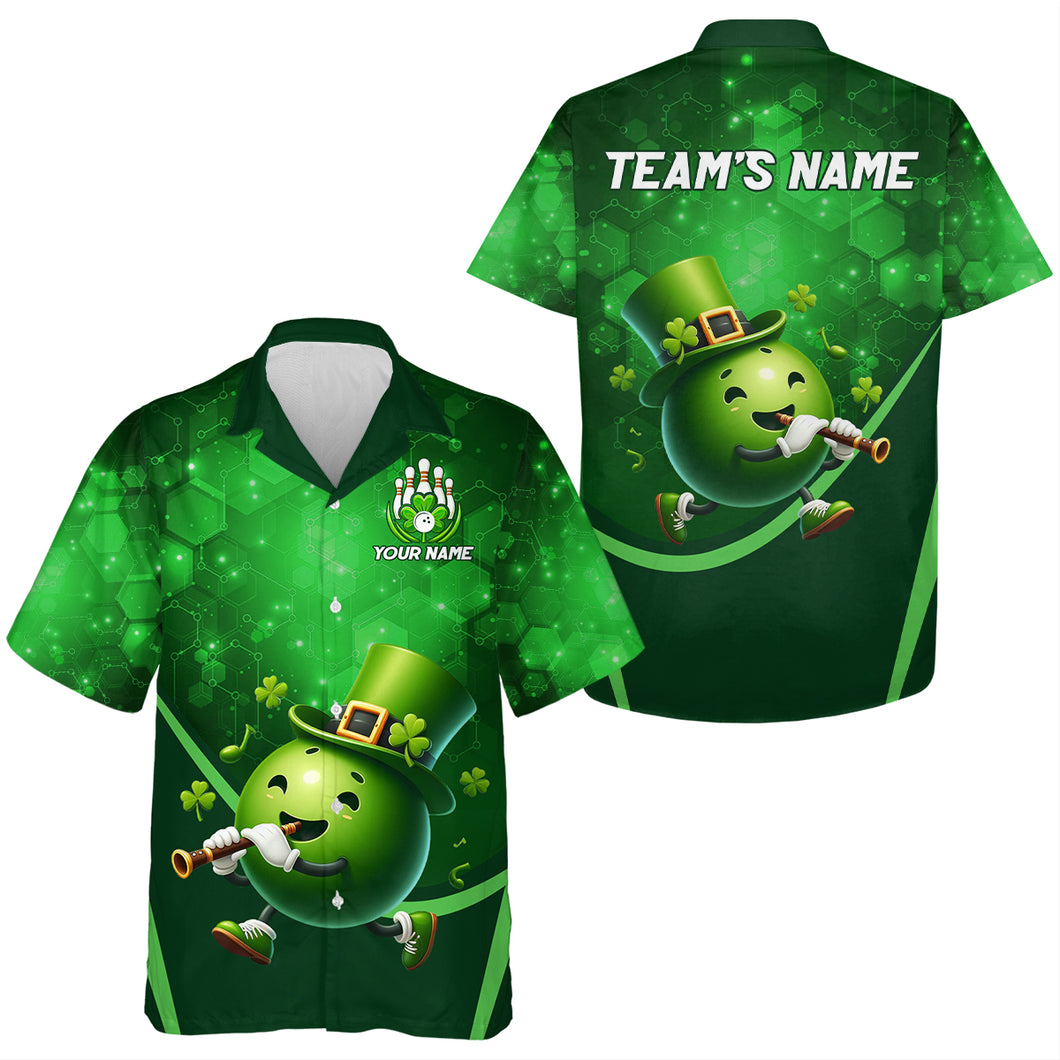 Lucky Bowling Shirt for Men & Women St. Patrick Day Bowling Shirt Custom Green Hawaii Team Shirt QZT219