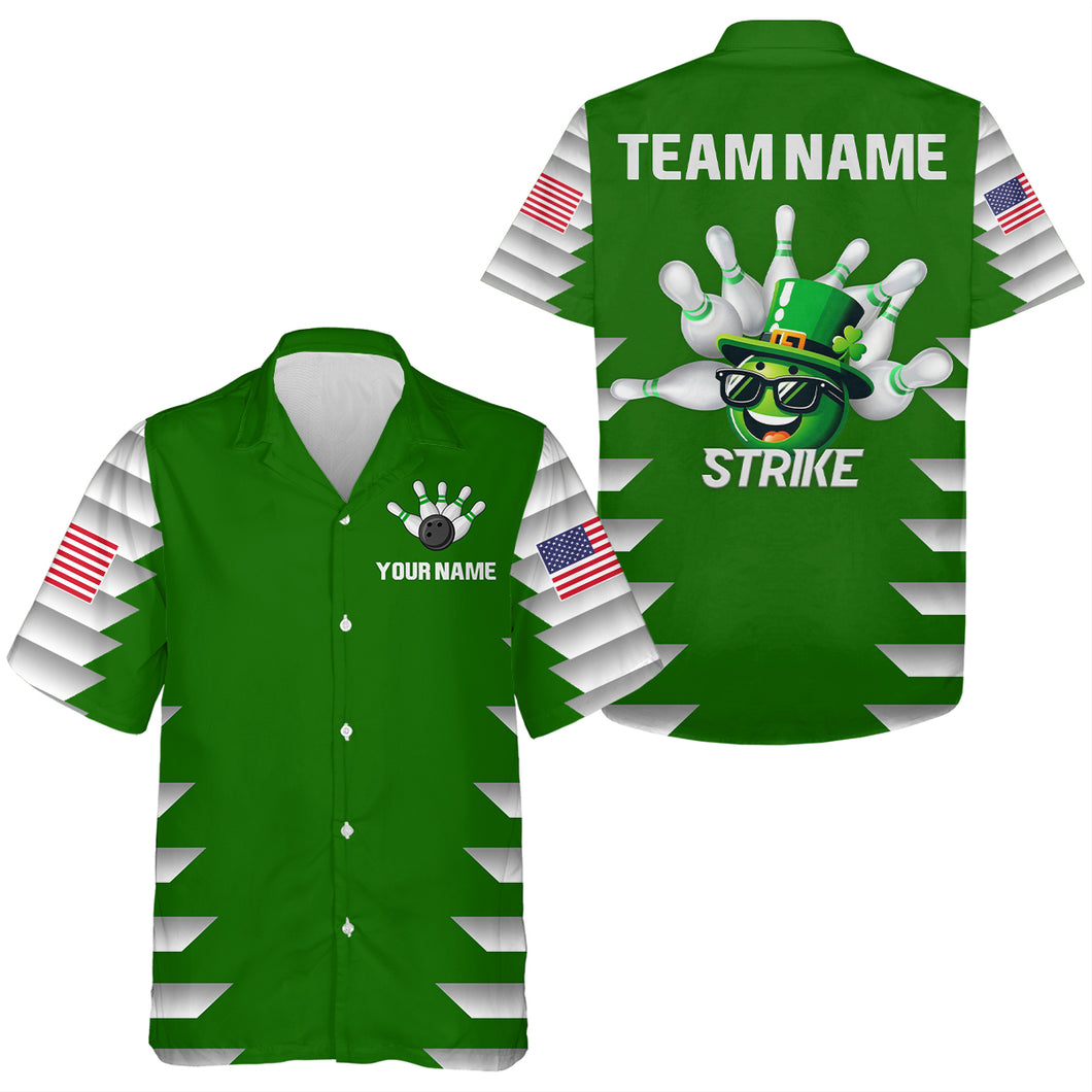 Lucky Bowling Shirt for Men & Women St. Patrick Day Bowling Shirt Custom Green Hawaii Team Shirt QZT221