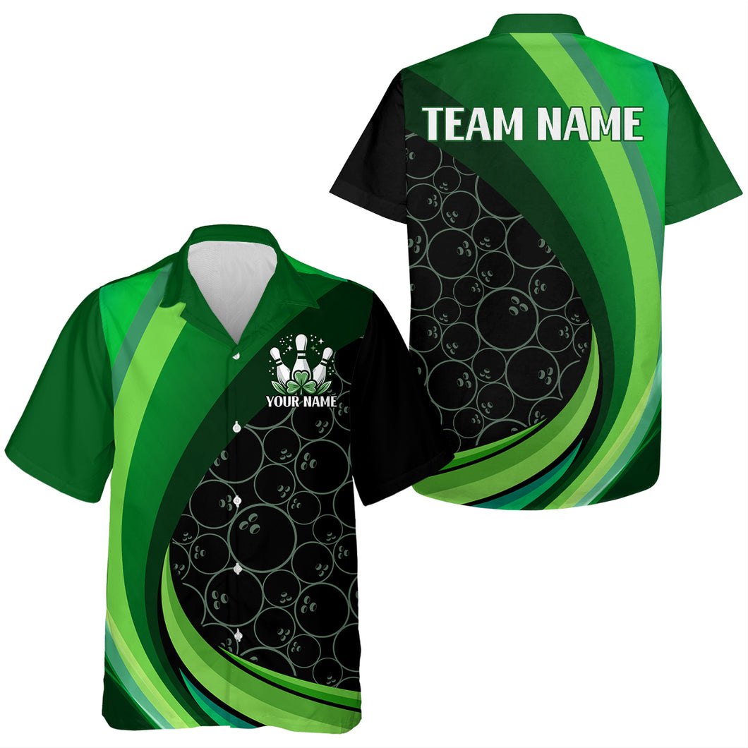 Lucky Bowling Shirt for Men & Women St. Patrick Day Bowling Shirt Custom Green Hawaii Team Shirt QZT224
