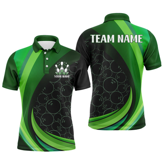 Lucky Bowling Shirt for Men St. Patrick Day Bowling Shirt Custom Green Polo Team Shirt QZT224