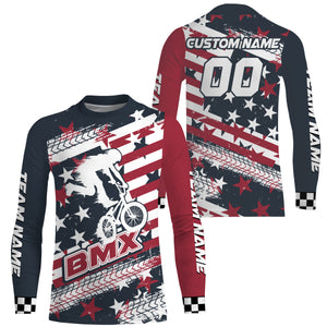 Personalized Patriotic BMX Racing Jersey UPF30+ US Bicycle Motocross Tire Track American Off-Road Adult & Kid Jersey|LUT03