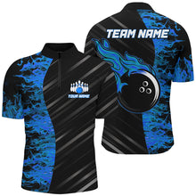 Load image into Gallery viewer, Blue Flames Bowling Jersey Men Women Custom Bowling Polo Shirt For Team BDT487