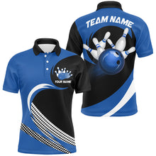 Load image into Gallery viewer, Personalized Blue Bowling Shirts Custom Bowling Team Jersey Polo Bowling Shirts BDT502