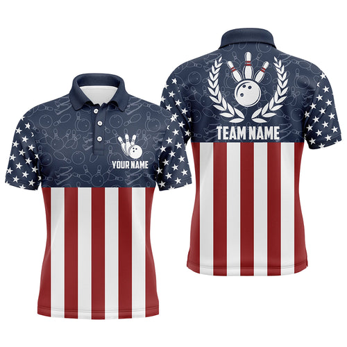 American Flag Bowling Polo Shirt For Men Custom Bowling Shirt Team League Bowling Jersey BDT311