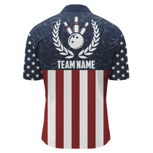 Load image into Gallery viewer, American Flag Bowling Quarter-Zip Shirt For Men Custom Bowling Shirt Team League Bowling Jersey BDT311