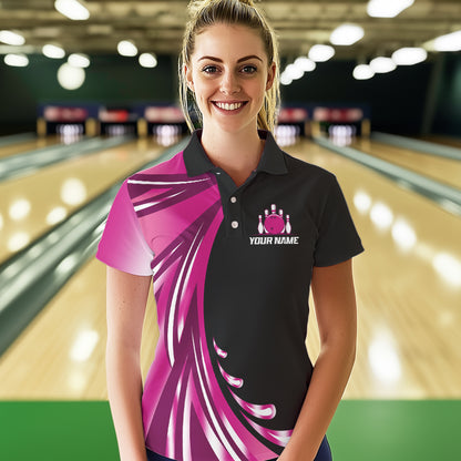 Personalized Pink Bowling Team Jersey For Men & Women Custom Bowling Polo Shirt BDT457
